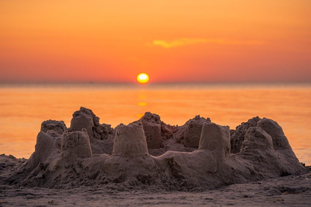 sunset, sea, sand castle-5621161.jpg